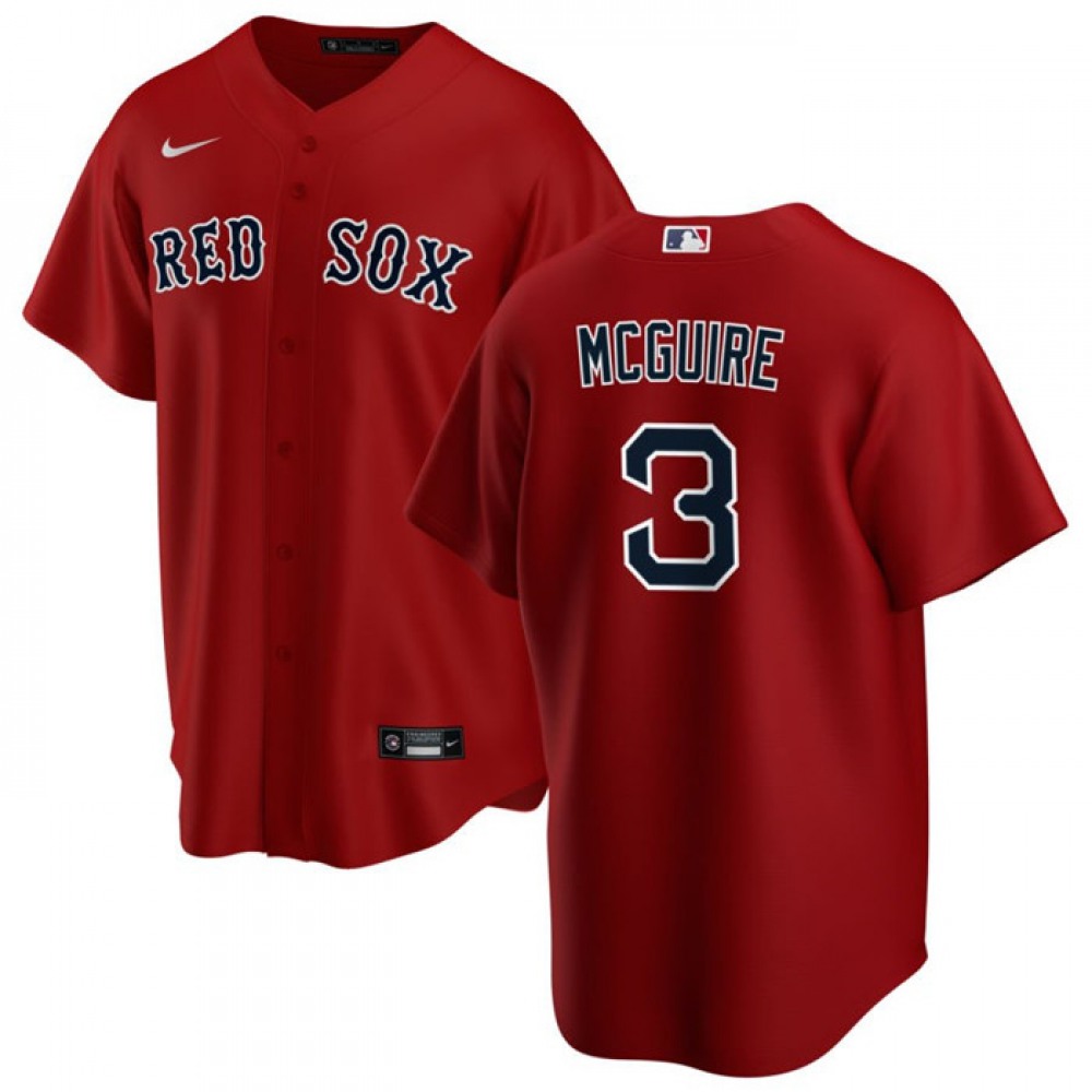 Men's Boston Red Sox #3 Reese McGuire Red Cool Base Stitched Baseball Jersey 1