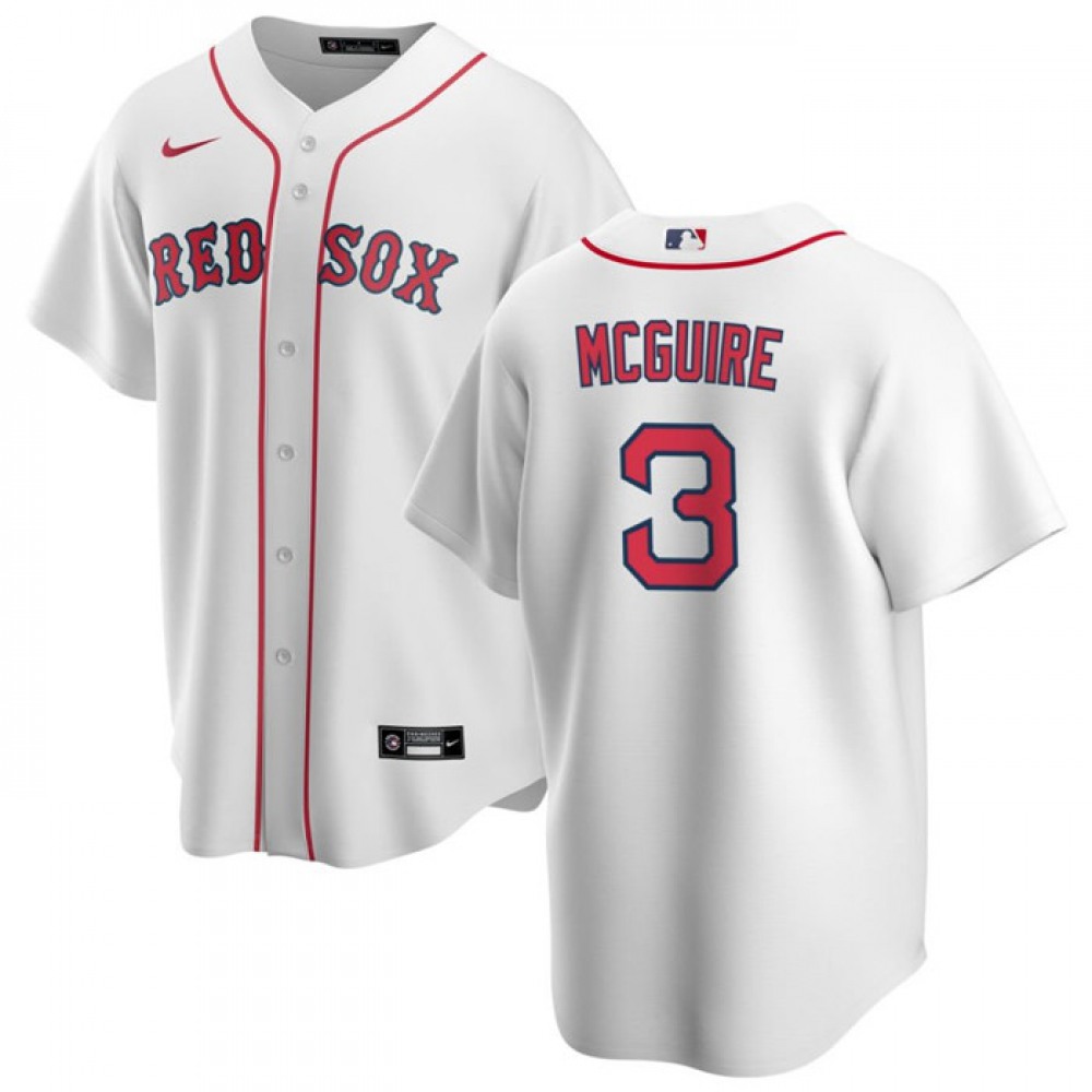 Men's Boston Red Sox #3 Reese McGuire White Cool Base Stitched Baseball Jersey 1
