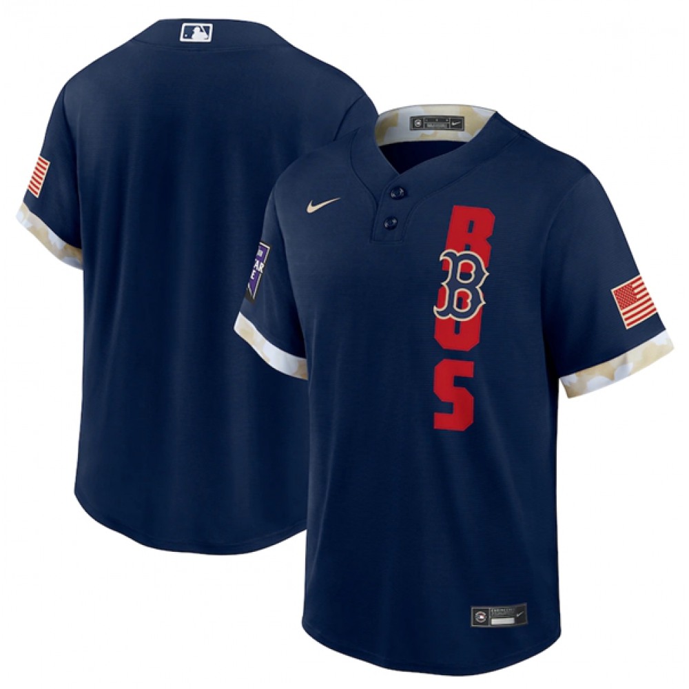 Men's Boston Red Sox Blank 2021 Navy All-Star Cool Base Stitched MLB Jersey 1
