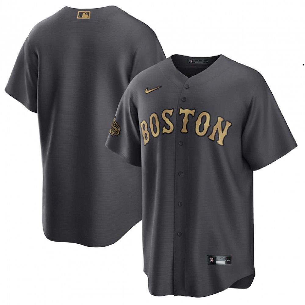 Men's Boston Red Sox Blank 2022 All-star Charcoal Cool Base Stitched Jersey 1