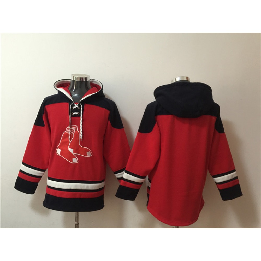 Men's Boston Red Sox Blank Ageless Must-Have Lace-Up Pullover Hoodie 1
