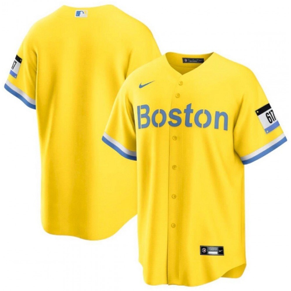 Men's Boston Red Sox Blank Gold 2021 City Connect Stitched MLB Jersey 1