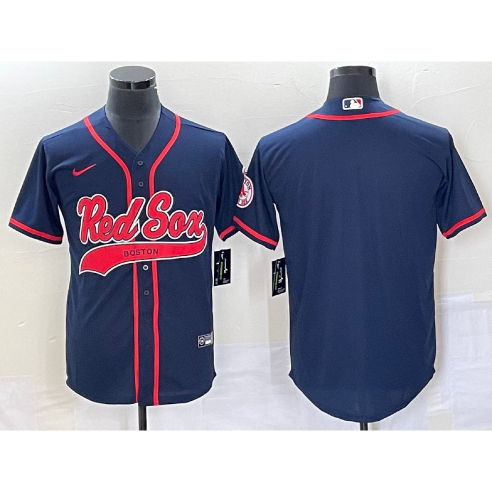 Men's Boston Red Sox Blank Navy Cool Base Stitched Baseball Jersey 1