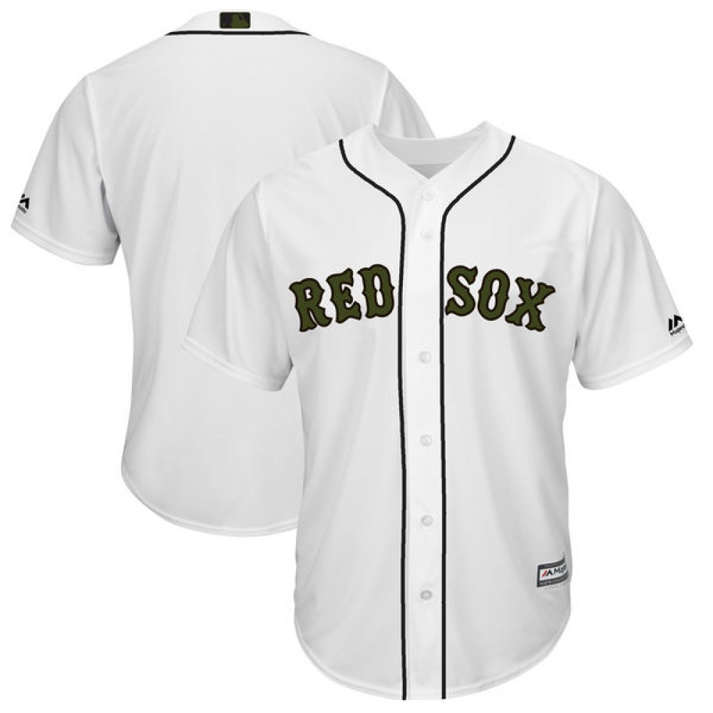 Men's Boston Red Sox Blank White 2018 Memorial Day Cool Base Stitched MLB Jersey 1