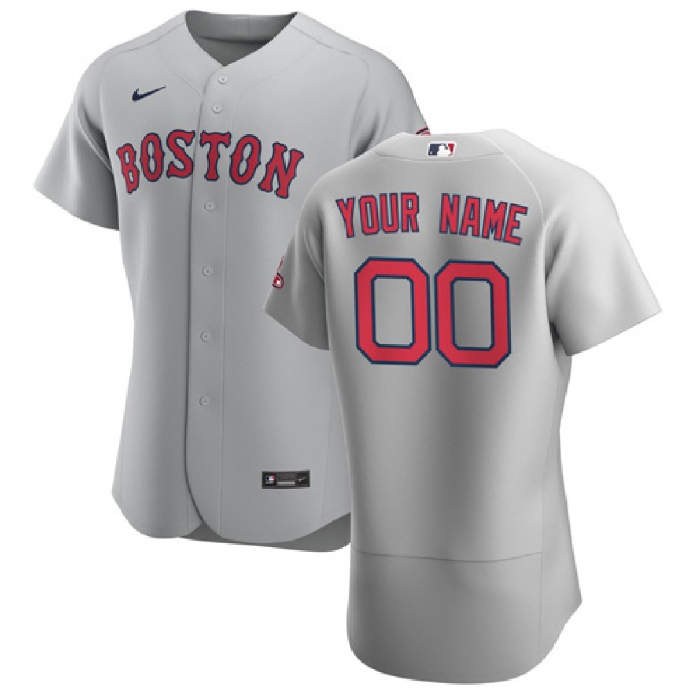 Men's Boston Red Sox Grey Customized Stitched MLB Jersey 1