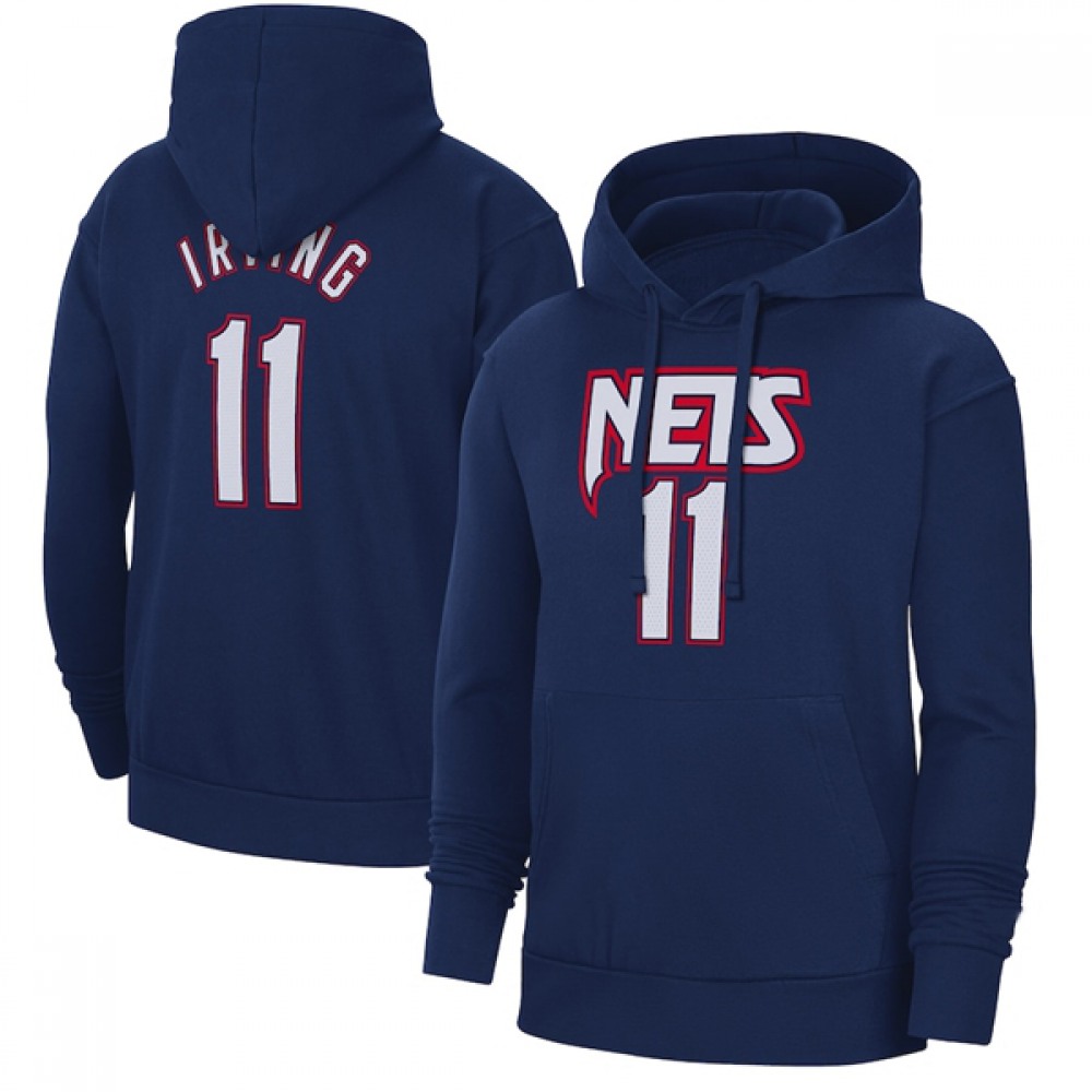 Men's Brooklyn Nets #11 Kyrie Irving 2022 Navy Pullover Hoodie 1