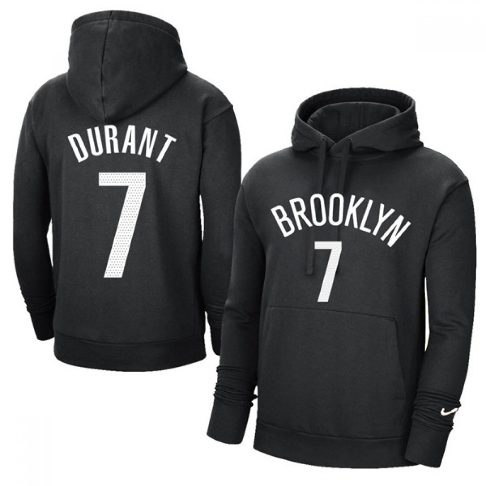 Men's Brooklyn Nets #7 Kevin Durant 2021 Black Pullover Hoodie 1