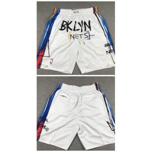 Men's Brooklyn Nets White Shorts (Run Small)