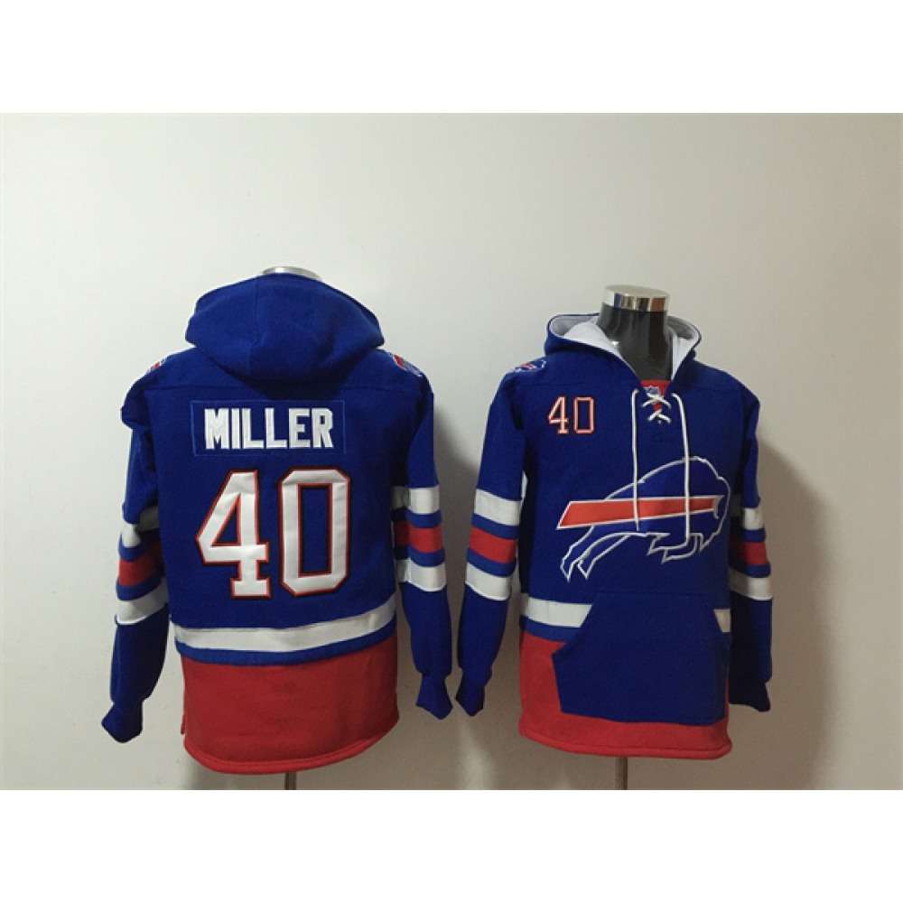 Men's Buffalo Bills #40 Von Miller Royal Ageless Must-Have Lace-Up Pullover Hoodie 1