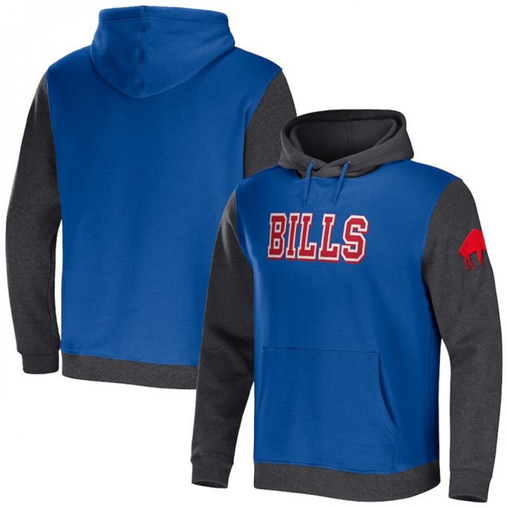 Men's Buffalo Bills x Darius Rucker Collection Royal/Heather Charcoal Colorblock Pullover Hoodie 1