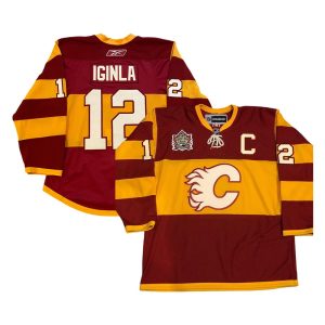 Men's Calgary Flames #12 Jarome Iginla Stitched Jersey