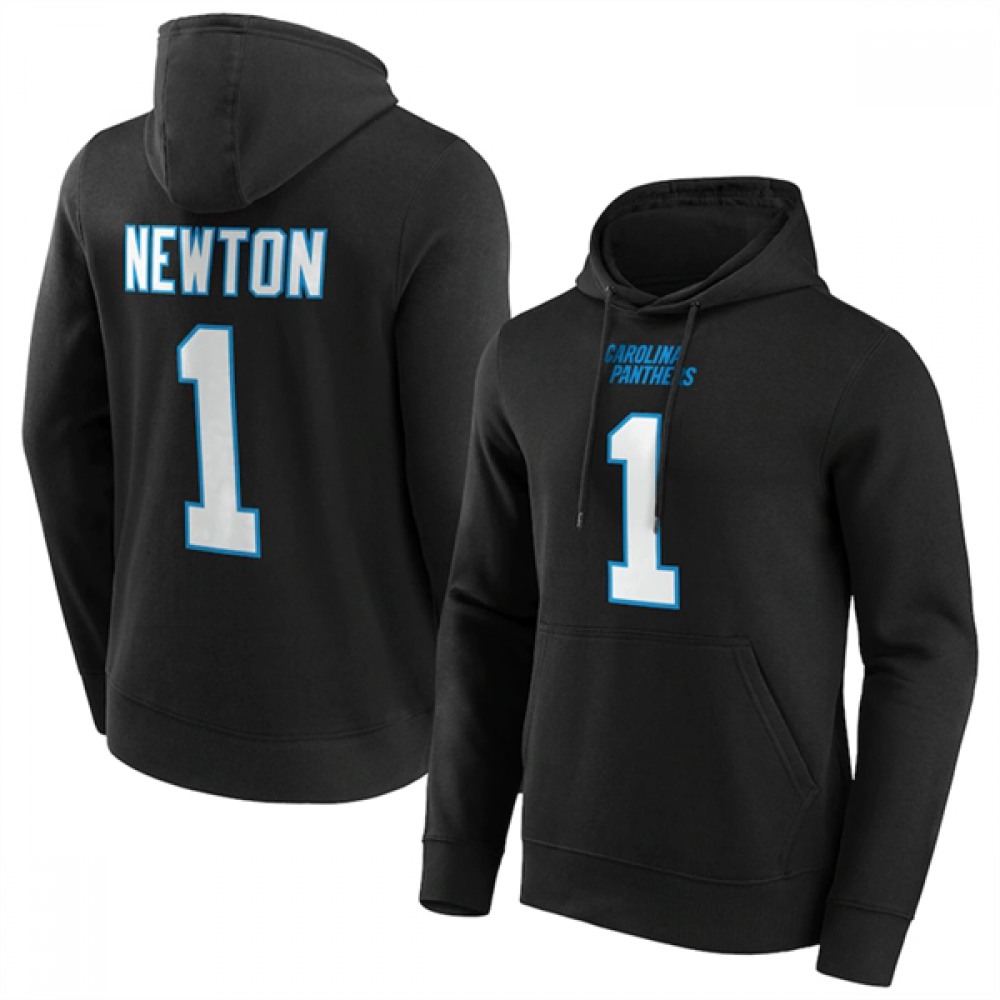 Men's Carolina Panthers #1 Cam Newton Black Hoodie 1