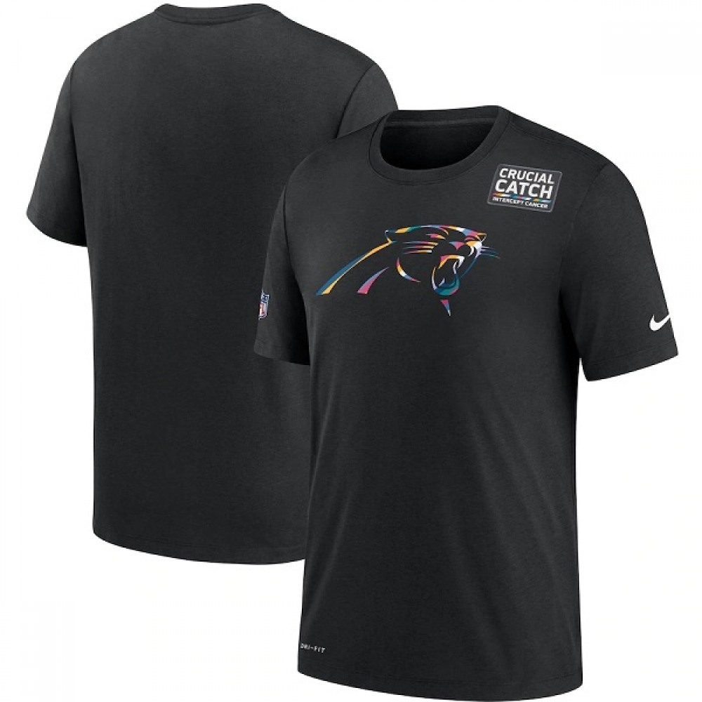 Men's Carolina Panthers 2020 Black Sideline Crucial Catch Performance T-Shirt 1