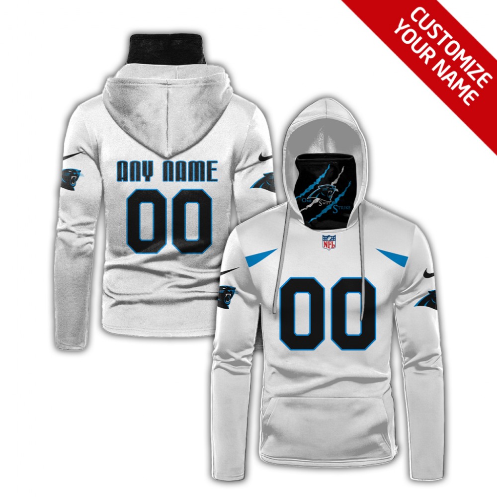 Men's Carolina Panthers 2020 White Customize Hoodie Mask 1