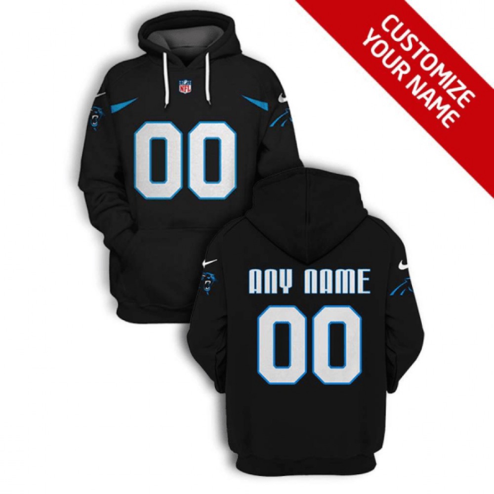 Men's Carolina Panthers Active Player Custom 2021 All Black Pullover Hoodie 1