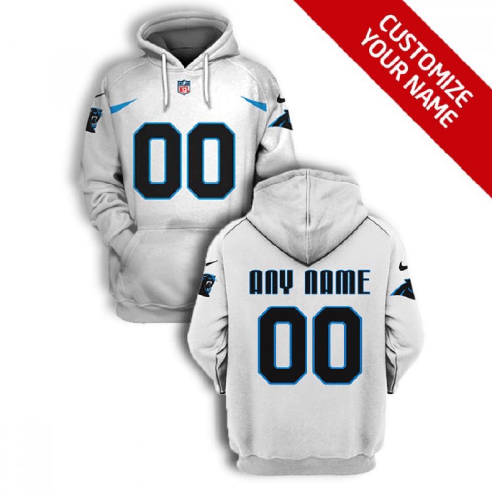 Men's Carolina Panthers Active Player Custom 2021 All White Pullover Hoodie 1