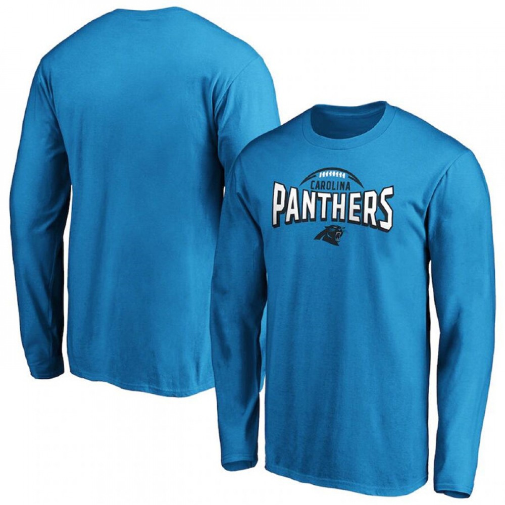 Men's Carolina Panthers Blue Clamp Down Long Sleeve T-Shirt 1