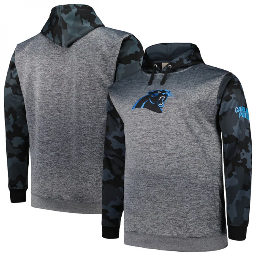 Men's Carolina Panthers Heather Charcoal Big & Tall Camo Pullover Hoodie 1