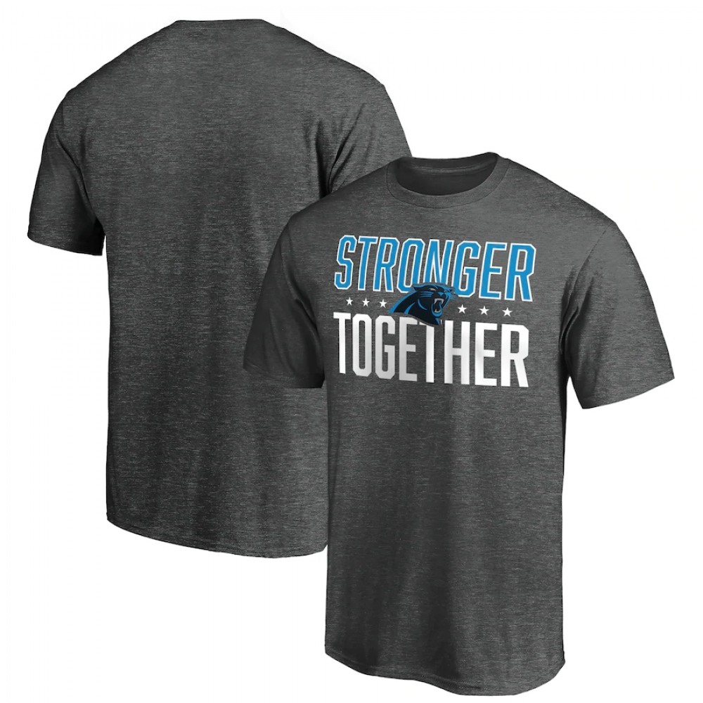 Men's Carolina Panthers Heather Charcoal Stronger Together T-Shirt 1