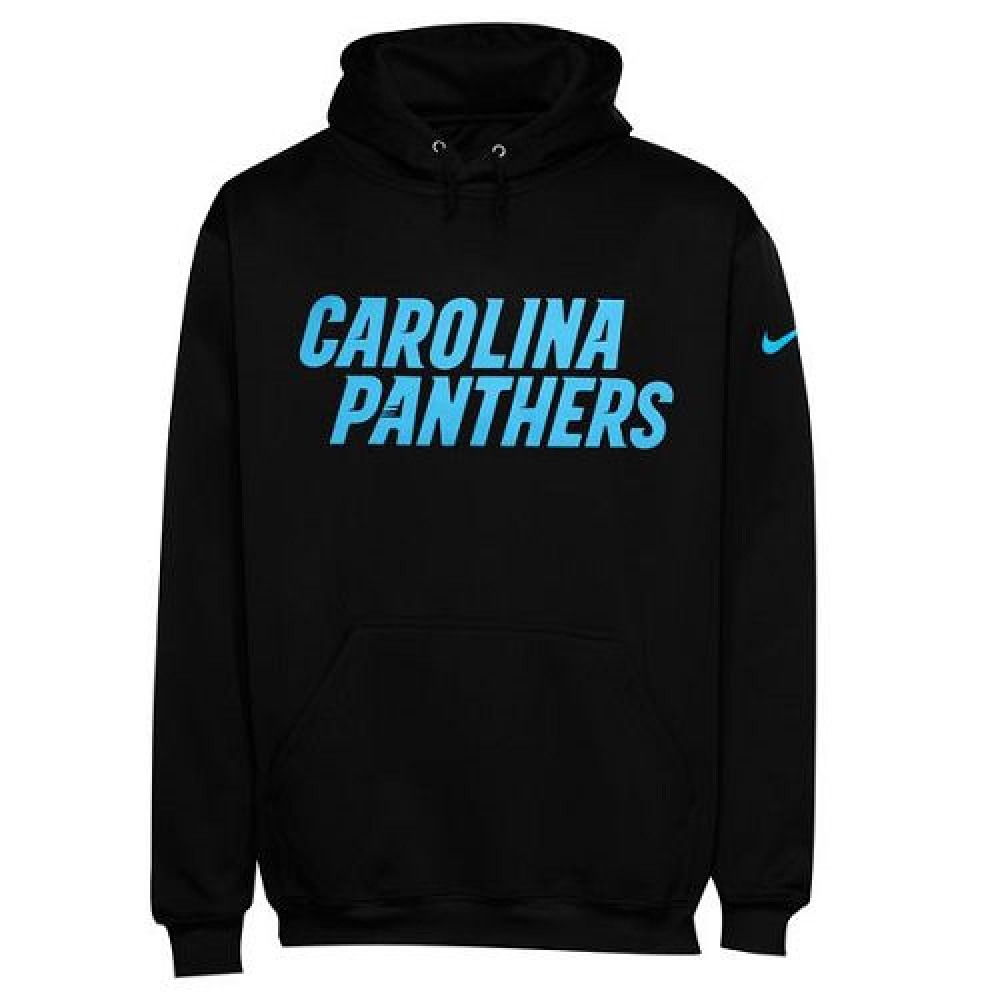 Men's Carolina Panthers Black KO Wordmark Performance Hoodie 1