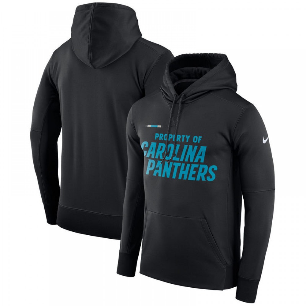 Men's Carolina Panthers Black Sideline Property Of Performance Pullover Hoodie 1
