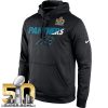 Men's Carolina Panthers Black Super Bowl 50 Kick Off Staff Performance Pullover Hoodie