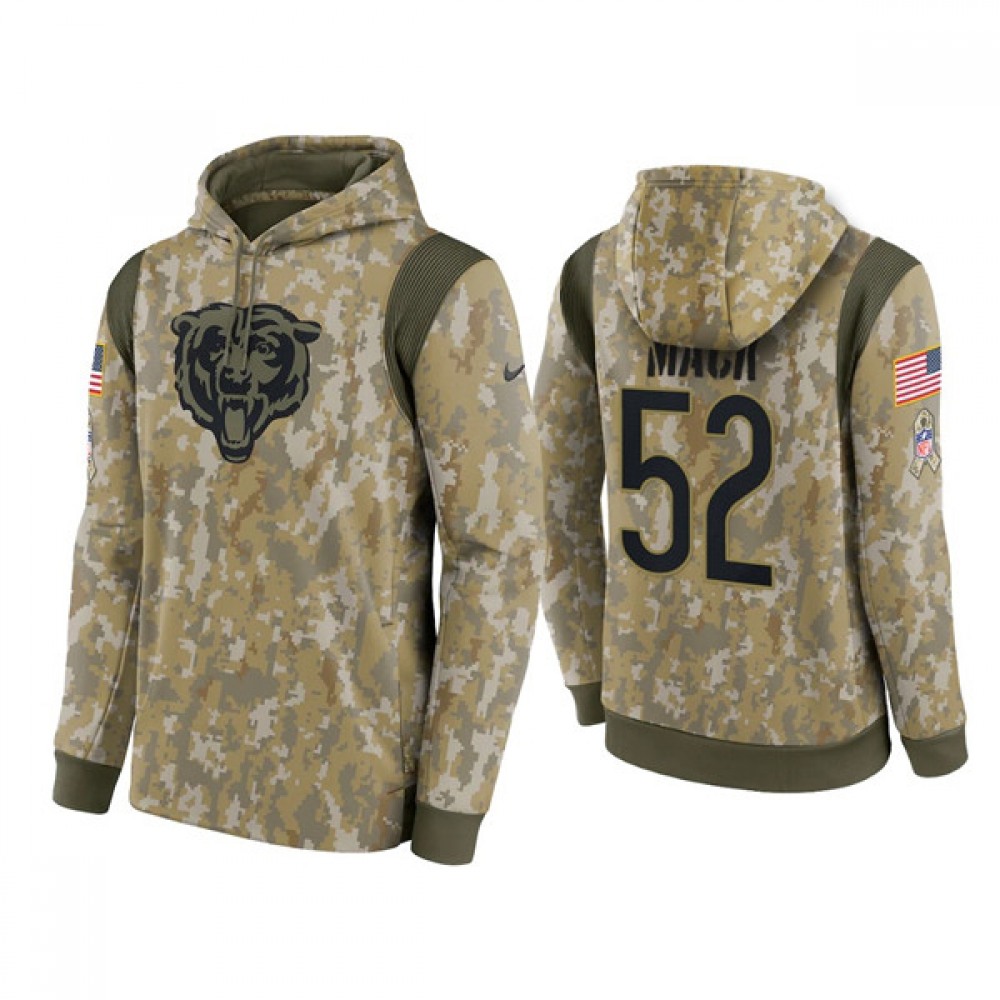 Men's Chicago Bears #52 Khalil Mack Camo 2021 Salute To Service Therma Performance Pullover Hoodie 1