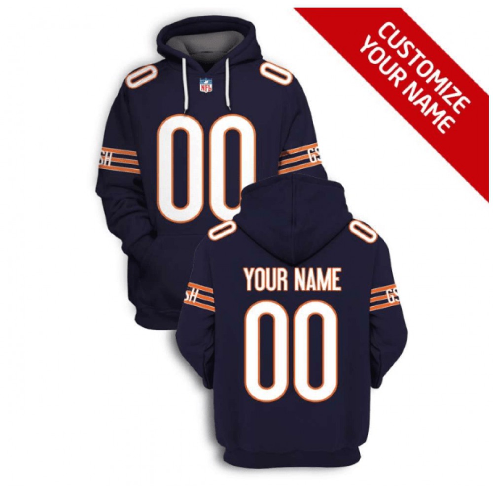 Men's Chicago Bears Active Player Custom 2021 Navy Pullover Hoodie 1