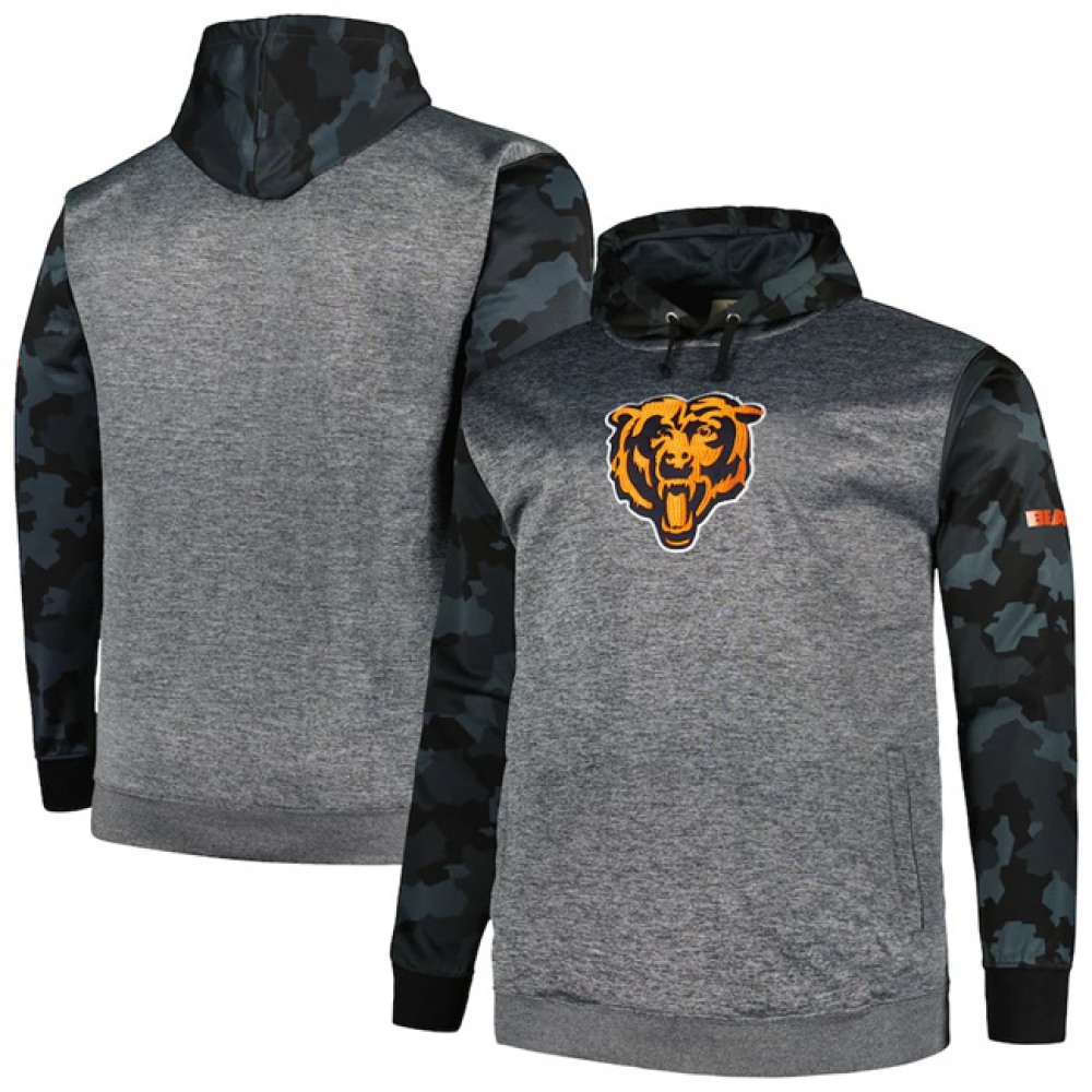 Men's Chicago Bears Heather Charcoal Big & Tall Camo Pullover Hoodie 1