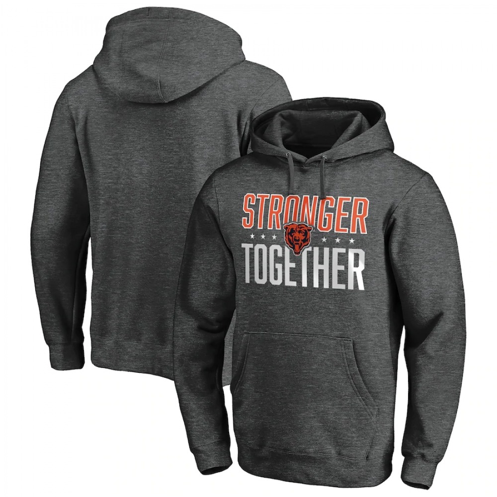 Men's Chicago Bears Heather Charcoal Stronger Together Pullover Hoodie 1