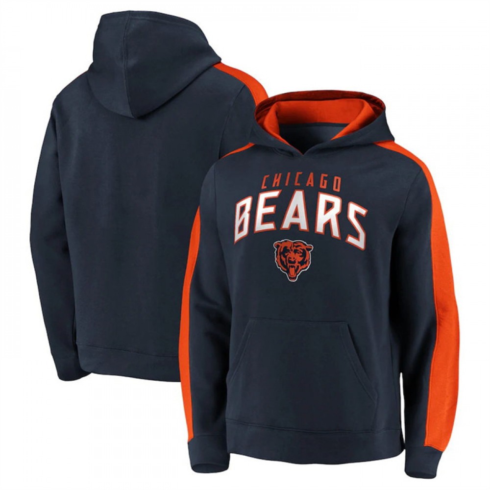Men's Chicago Bears Navy Game Time Arch Pullover Hoodie 1