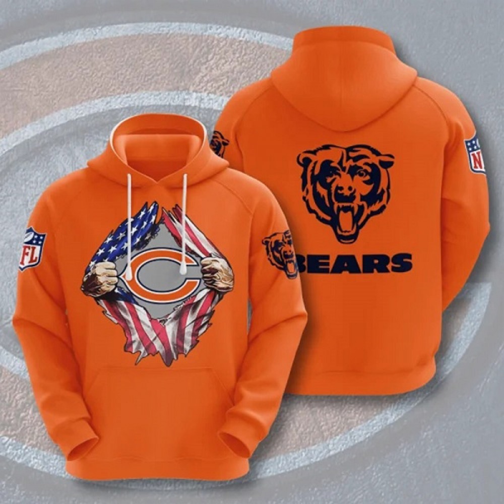 Men's Chicago Bears Orange 3D Trending T-Shirt Hoodie 1