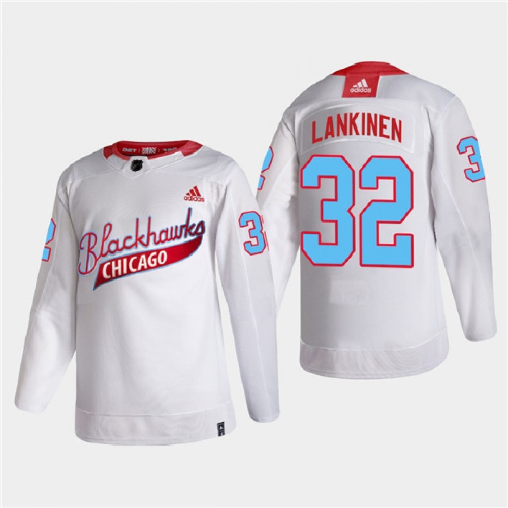Men's Chicago Blackhawks #32 Kevin Lankinen 2022 Community Night White Stitched Jersey 1
