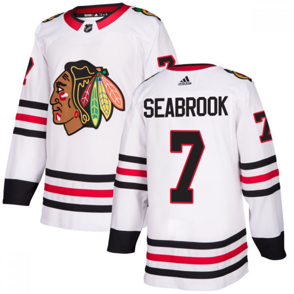 Men's Chicago Blackhawks #7 Brent Seabrook White Stitched NHL Jersey 1
