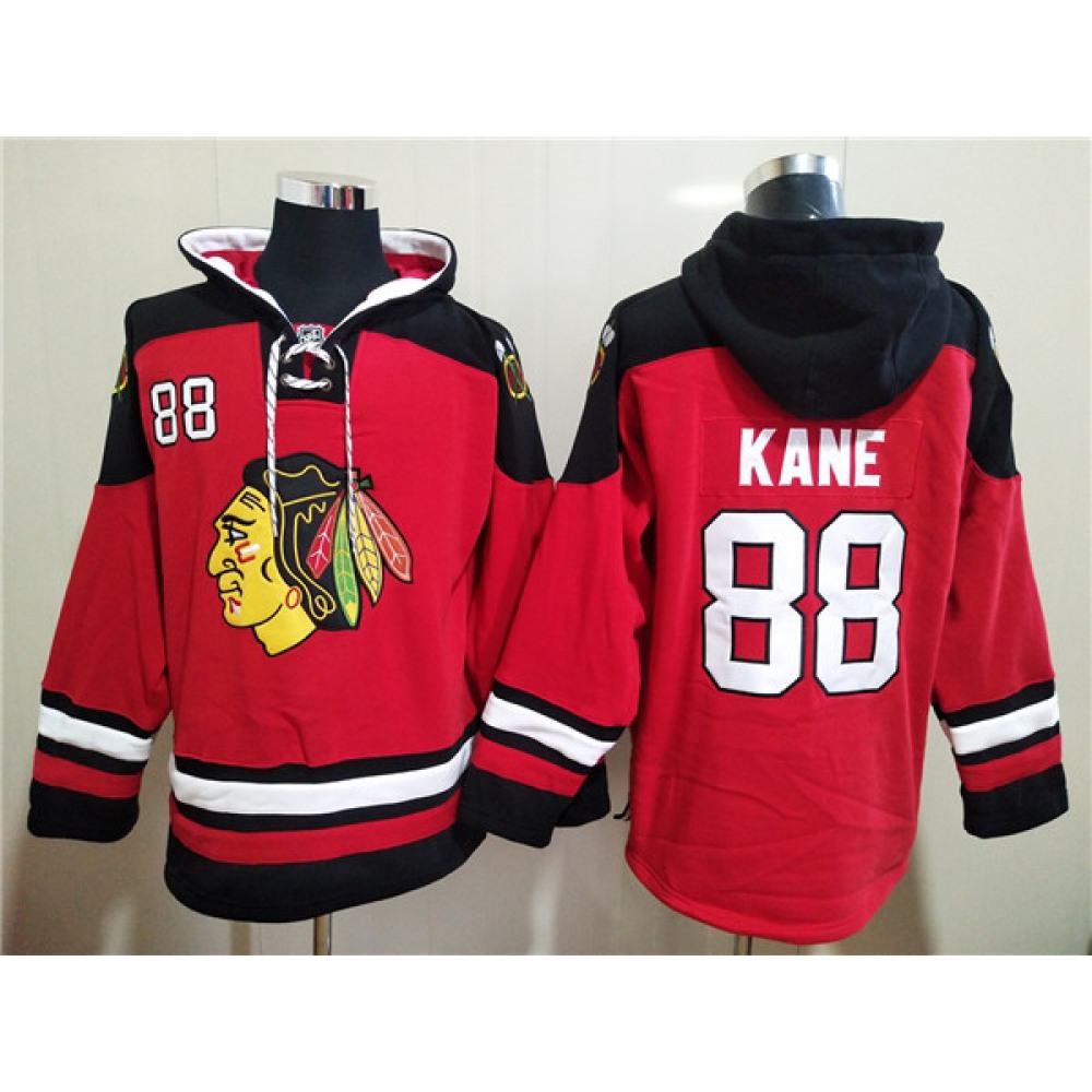 Men's Chicago Blackhawks #88 Patrick Kane Red Ageless Must-Have Lace-Up Pullover Hoodie 1