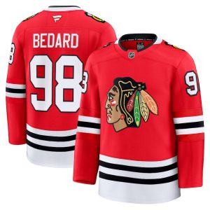 Men's Chicago Blackhawks #98 Connor Bedard Red Stitched Hockey Jersey