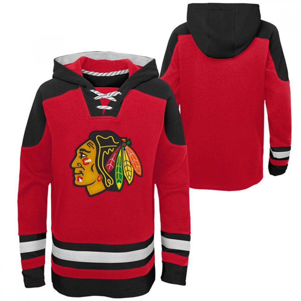 Men's Chicago Blackhawks Blank Red Ageless Must-Have Lace-Up Pullover Hoodie 1