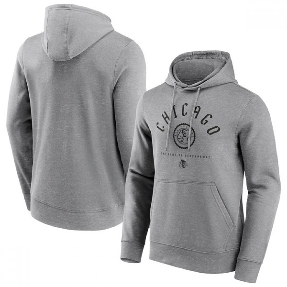 Men's Chicago Blackhawks Grey College Stamp Hoodie 1