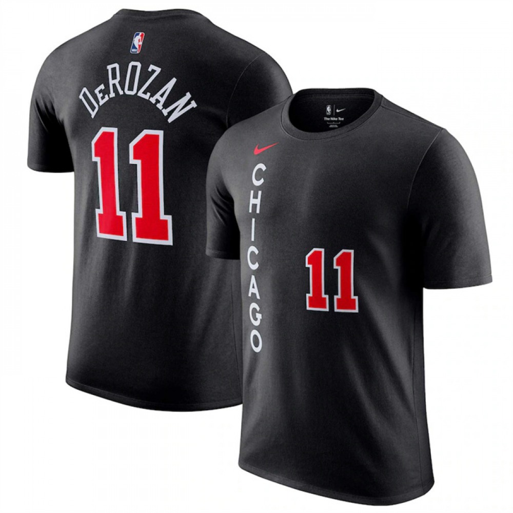 Men's Chicago Bulls #11 Demar Derozan Black 2023/24 City Edition Name & Number T-Shirt 1