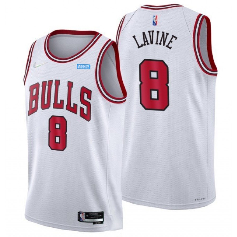Men's Chicago Bulls #8 Zach LaVine 75th Anniversary White Swingman Stitched Basketball Jersey 1