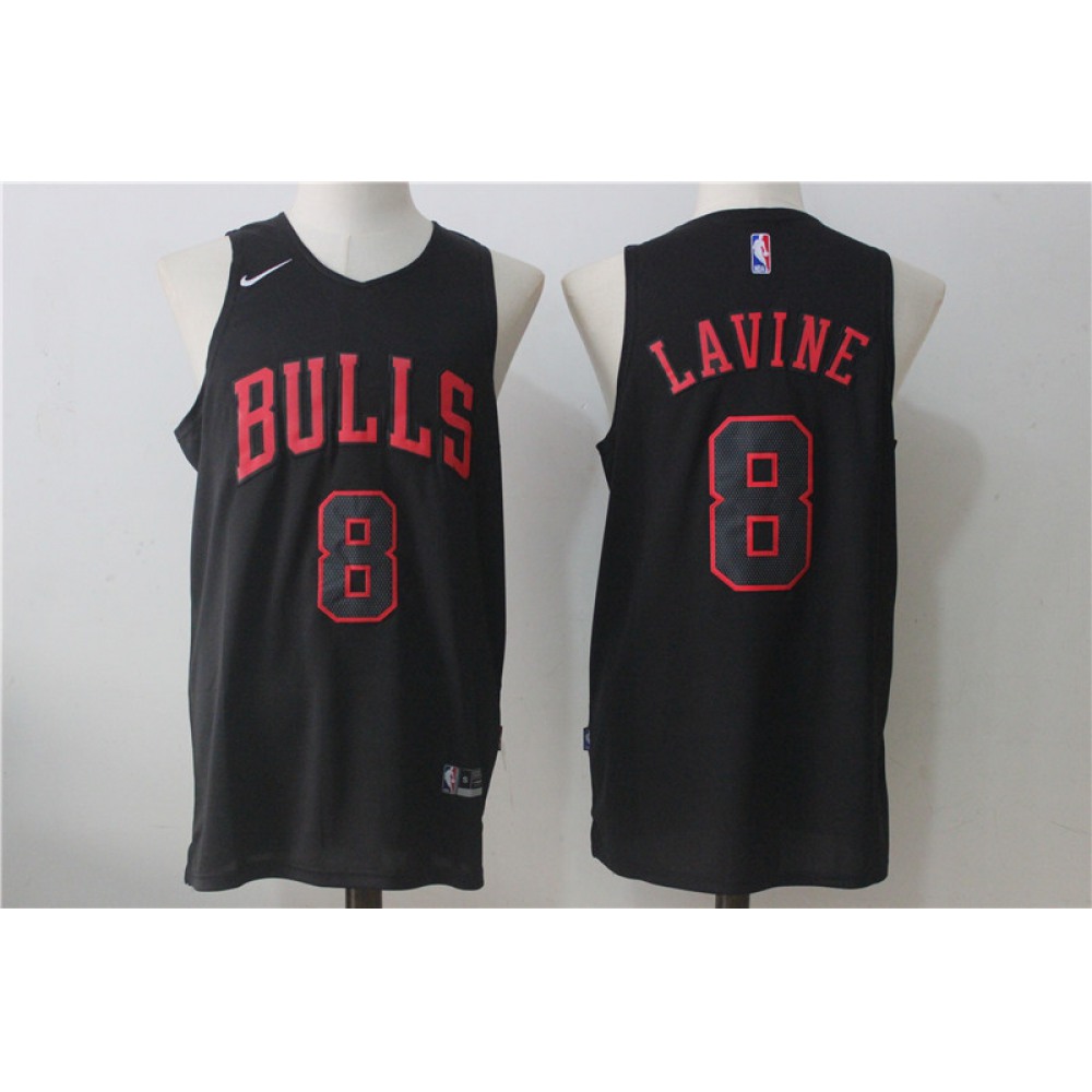 Men's Chicago Bulls #8 Zach LaVine Black Fashion Stitched NBA Jersey 1