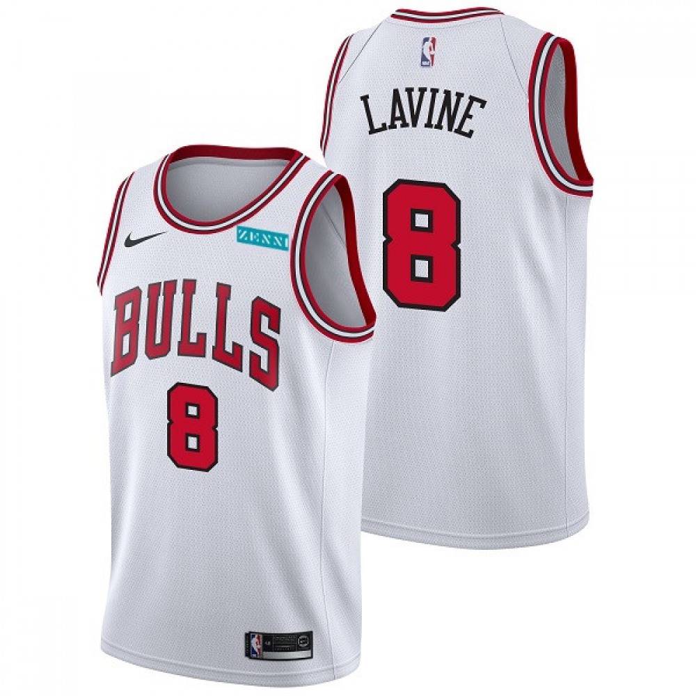 Men's Chicago Bulls #8 Zach LaVine White Edition Swingman Stitched Basketball Jersey 1