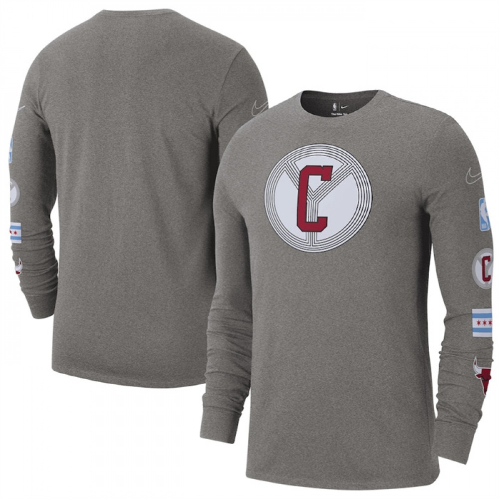 Men's Chicago Bulls Heather Charcoal 2022/23 City Edition Essential Expressive Long Sleeve T-Shirt 1