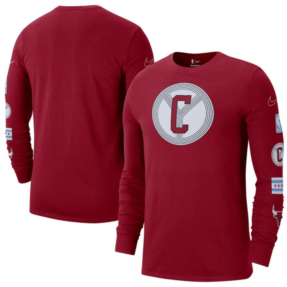 Men's Chicago Bulls Red 2022/23 City Edition Essential Expressive Long Sleeve T-Shirt 1