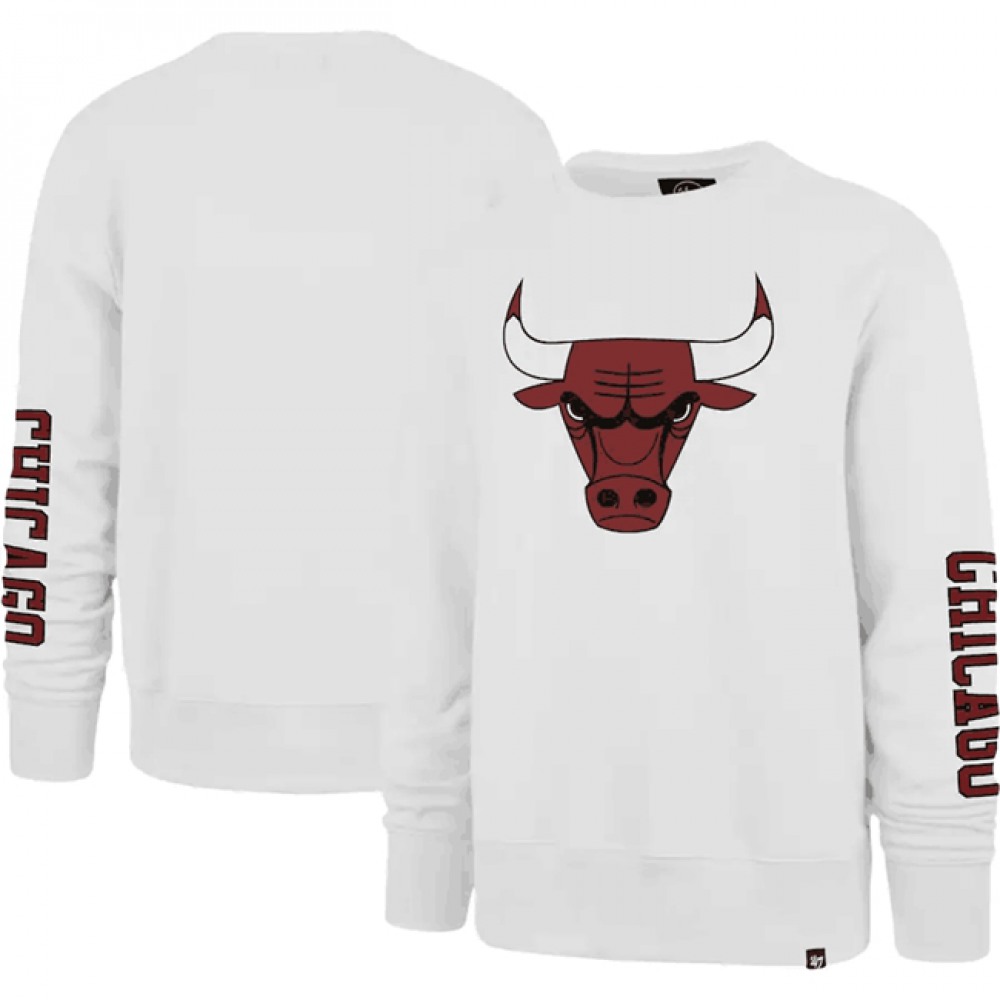 Men's Chicago Bulls '47 White 2022/23 City Edition Two-Peat Headline Pullover Sweatshirt 1