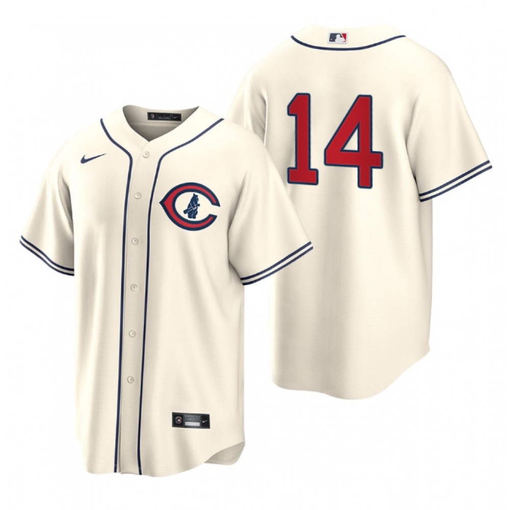Men's Chicago Cubs #14 Ernie Banks 2022 Cream Field of Dreams Cool Base Stitched Baseball Jersey 1