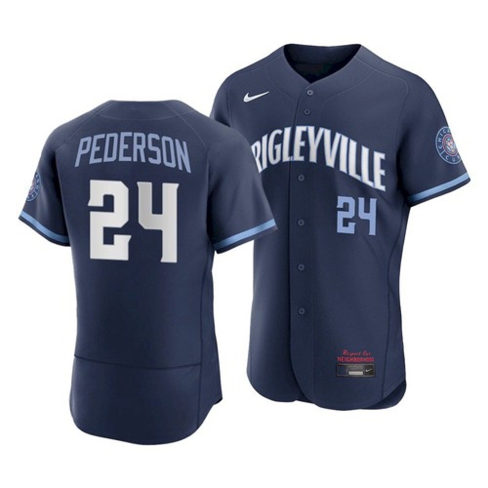 Men's Chicago Cubs #24 Joc Pederson 2021 Navy City Connect Stitched Jersey 1