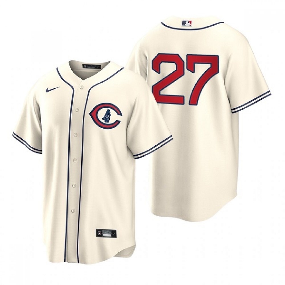 Men's Chicago Cubs #27 Seiya Suzuki 2022 Cream Field of Dreams Cool Base Stitched Baseball Jersey 1