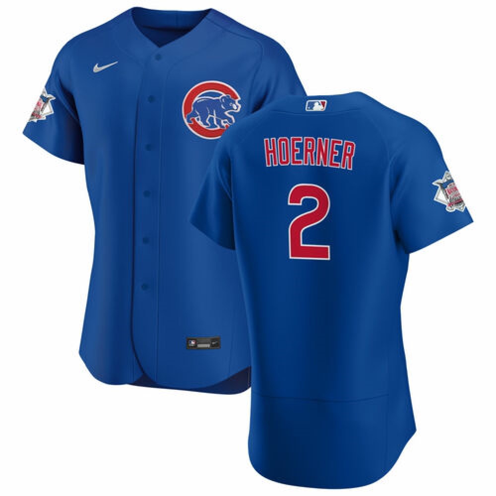 Men's Chicago Cubs #2 Nino Hoerner Blue Flex Base Stitched Jersey 1