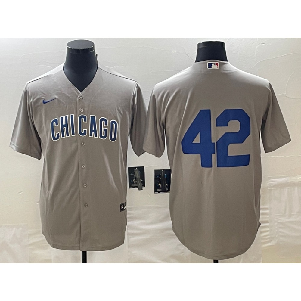 Men's Chicago Cubs #42 Bruce Sutter Gray Cool Base Stitched Jersey 1